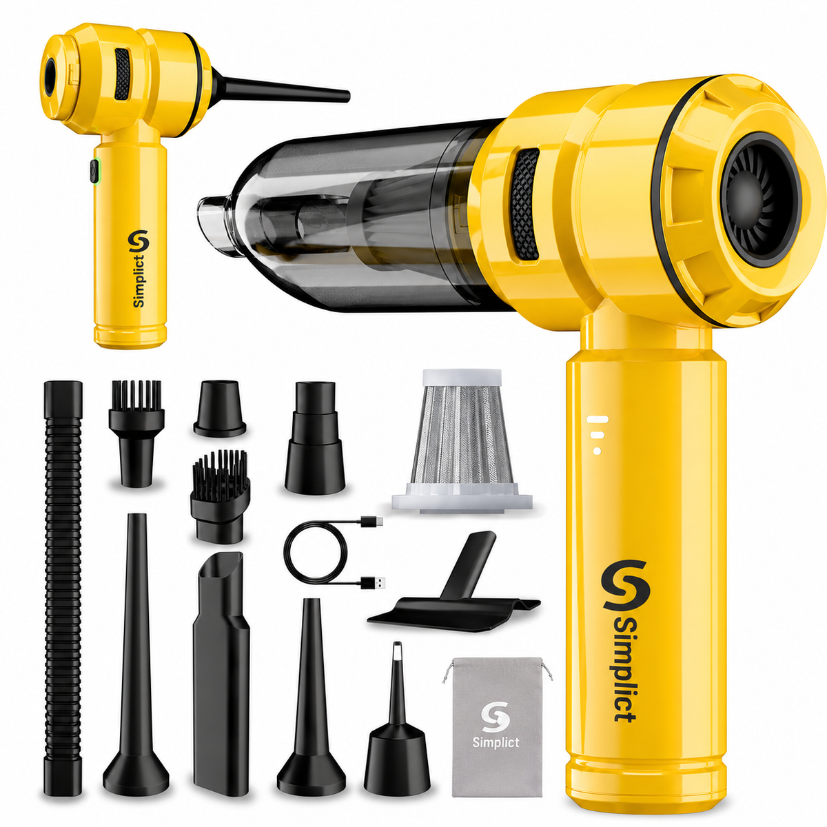4-in-1 Cordless Vacuum Cleaner & Blower | 15000PA Suction | 6000mAh Battery | For Car, Home, Sofa & Curtains