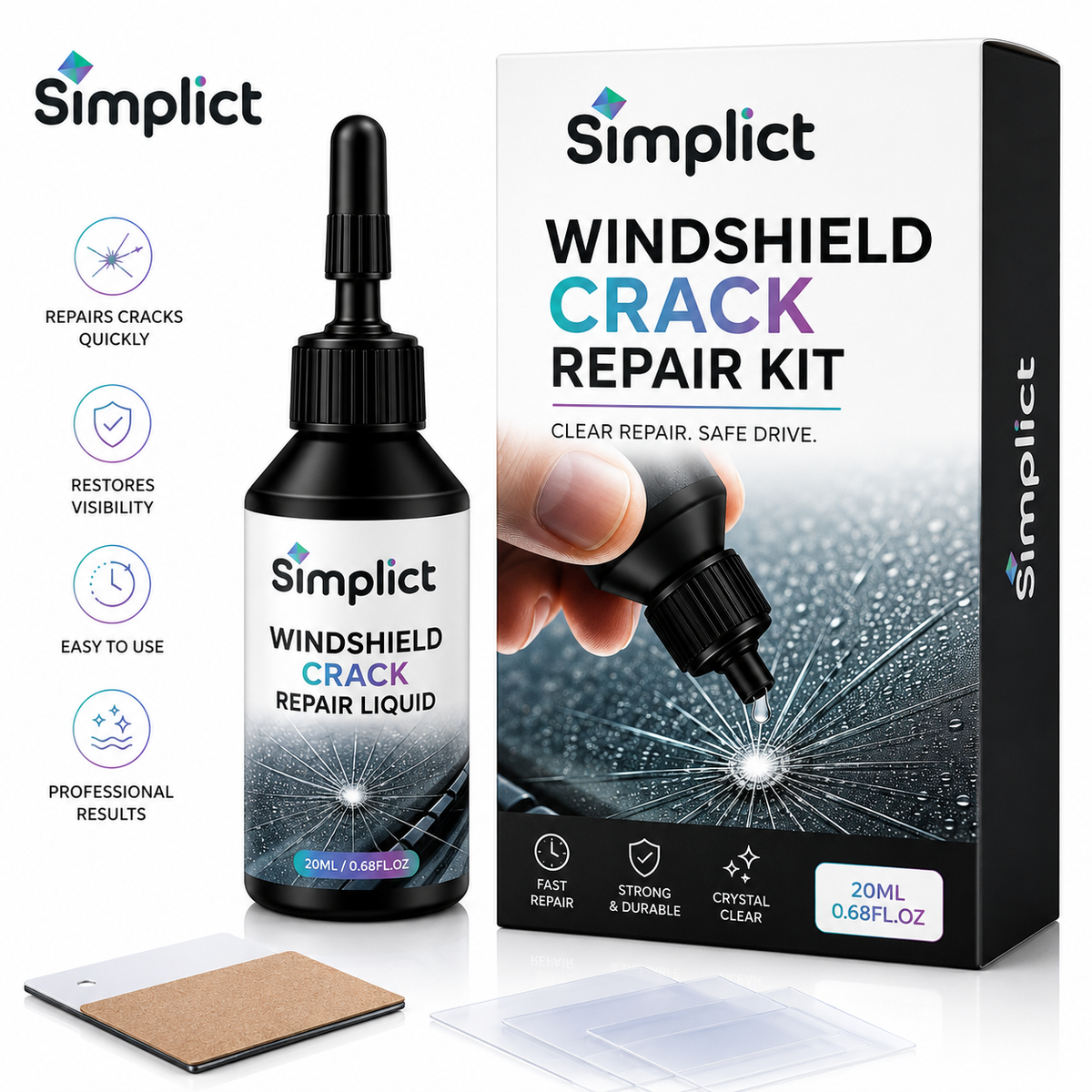 Simplict™ Windshield Crack Repair Kit (Pack of 2)