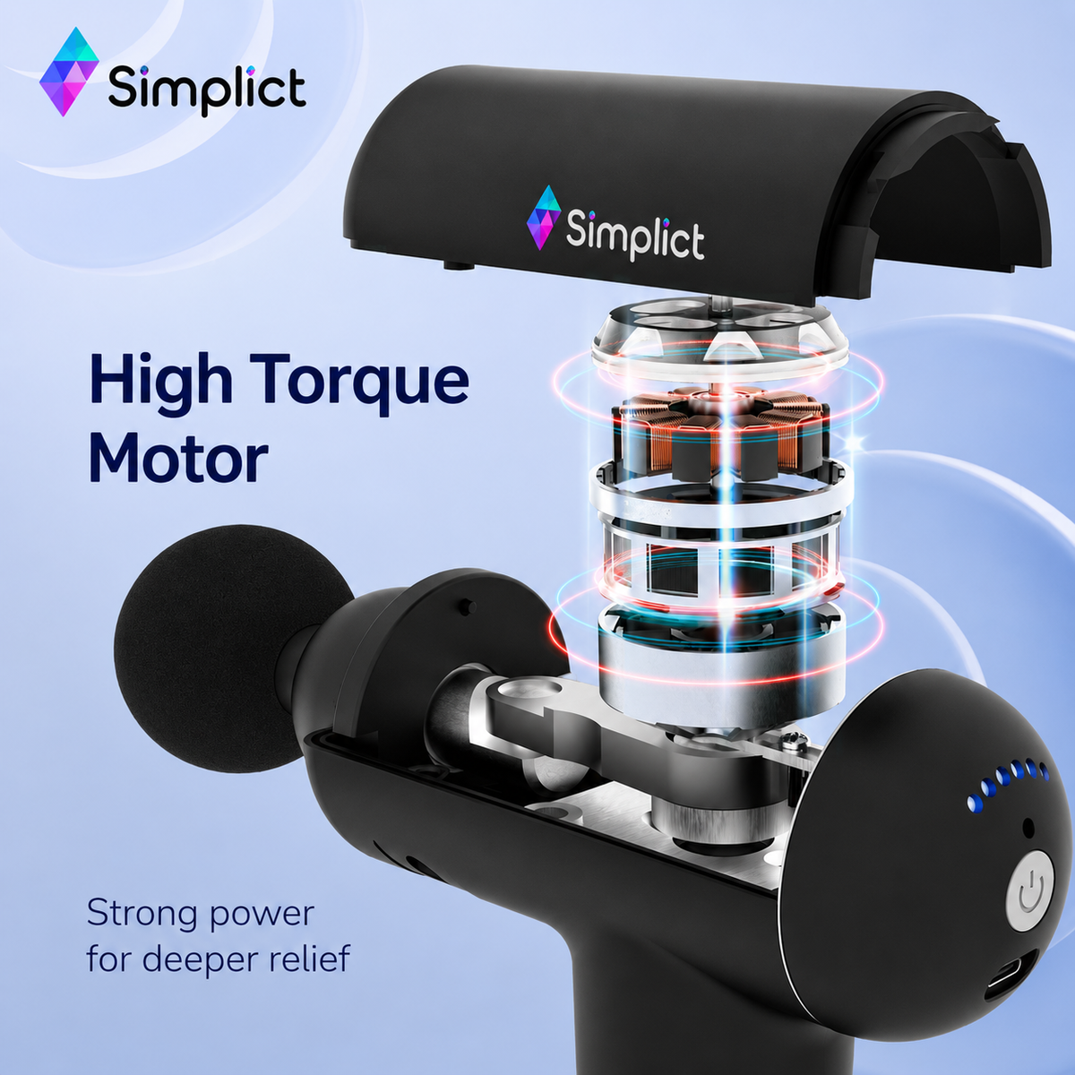 Gun Massager Silicone Head, 4000mAh Battery, Pain Relief, Deep Tissue Full Body Gun Massager