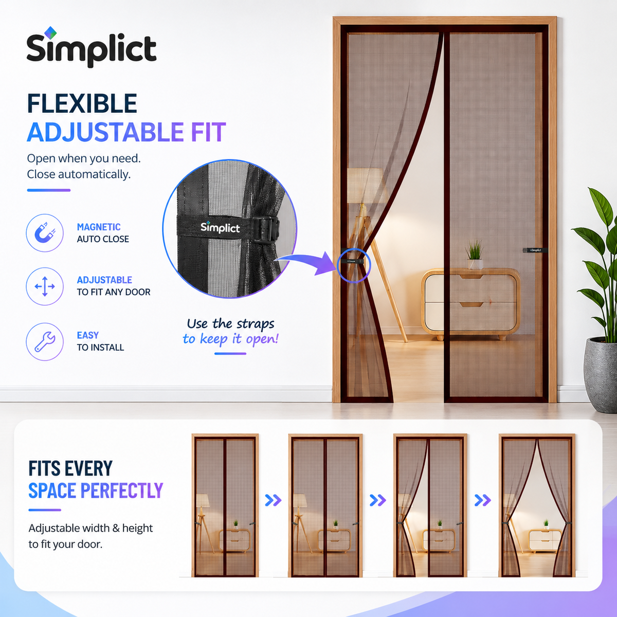 Simplict™ Adjustable Magnetic Mosquito Net for Doors & Windows