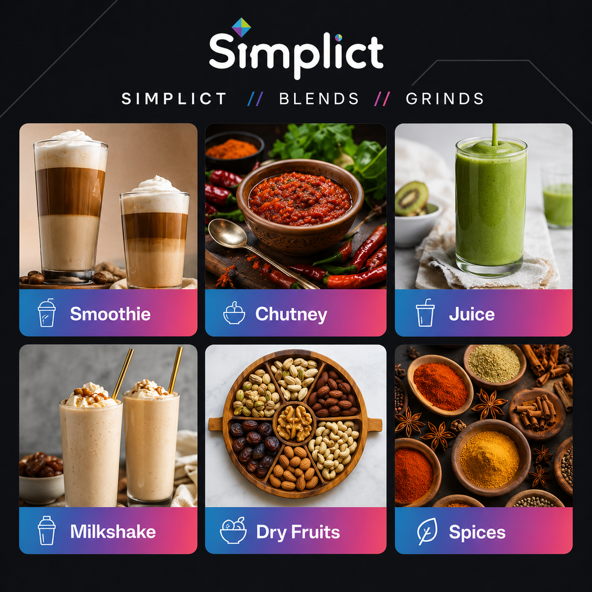Simplict™ Juicer Mixer Grinder - Smoothie Maker - 500 Watts | 24 Months Warranty