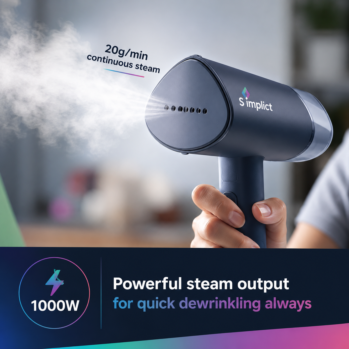 Simplict™ Portable Garment Steamer – 1000W Travel-Friendly Clothes Steamer