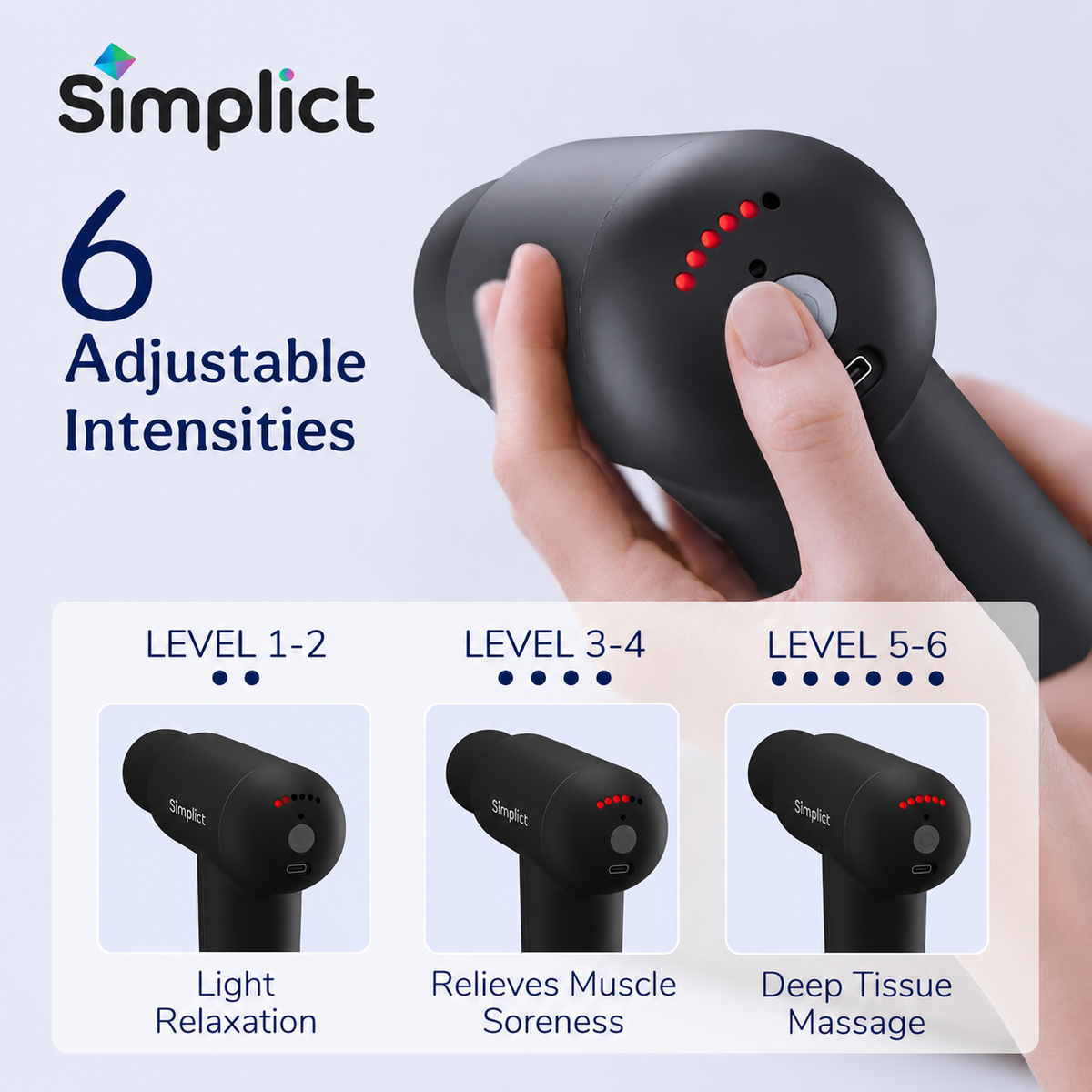 Gun Massager Silicone Head, 4000mAh Battery, Pain Relief, Deep Tissue Full Body Gun Massager