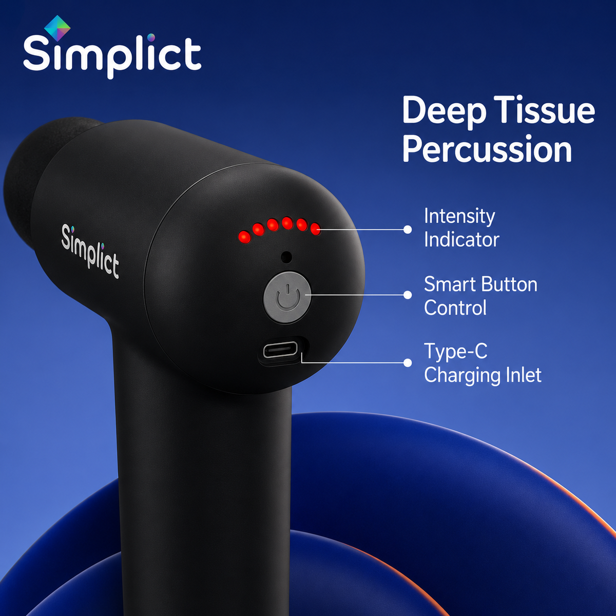 Gun Massager Silicone Head, 4000mAh Battery, Pain Relief, Deep Tissue Full Body Gun Massager