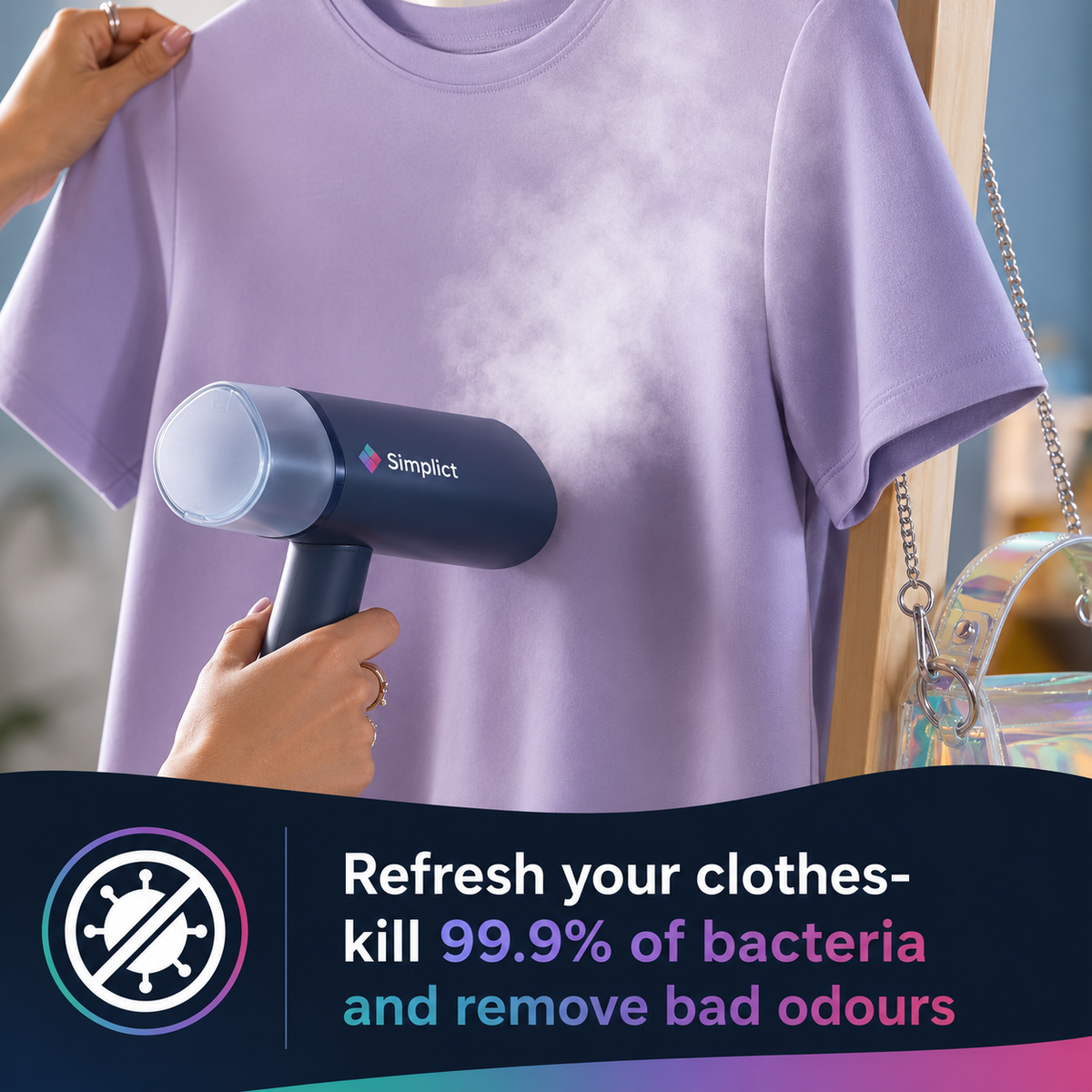 Simplict™ Portable Garment Steamer – 1000W Travel-Friendly Clothes Steamer