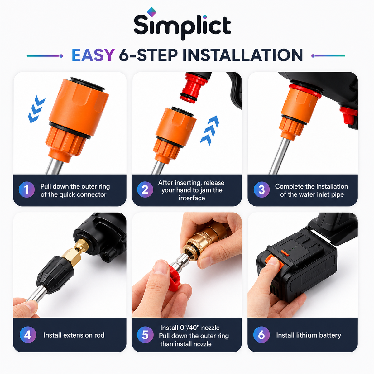Simplict™ Cordless High Pressure Washer Gun Kit | 24 Months Warranty